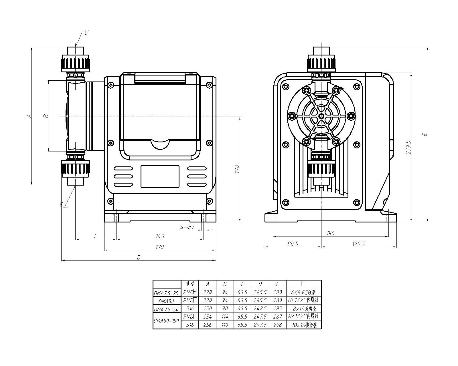 DMA外形尺寸圖-Model